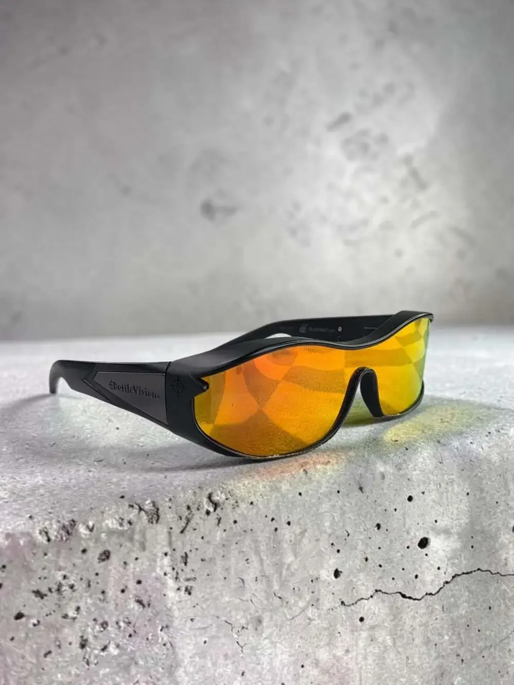 BattleVision HD Wrap-Around Polarized Sunglasses with Amber Tint Lenses